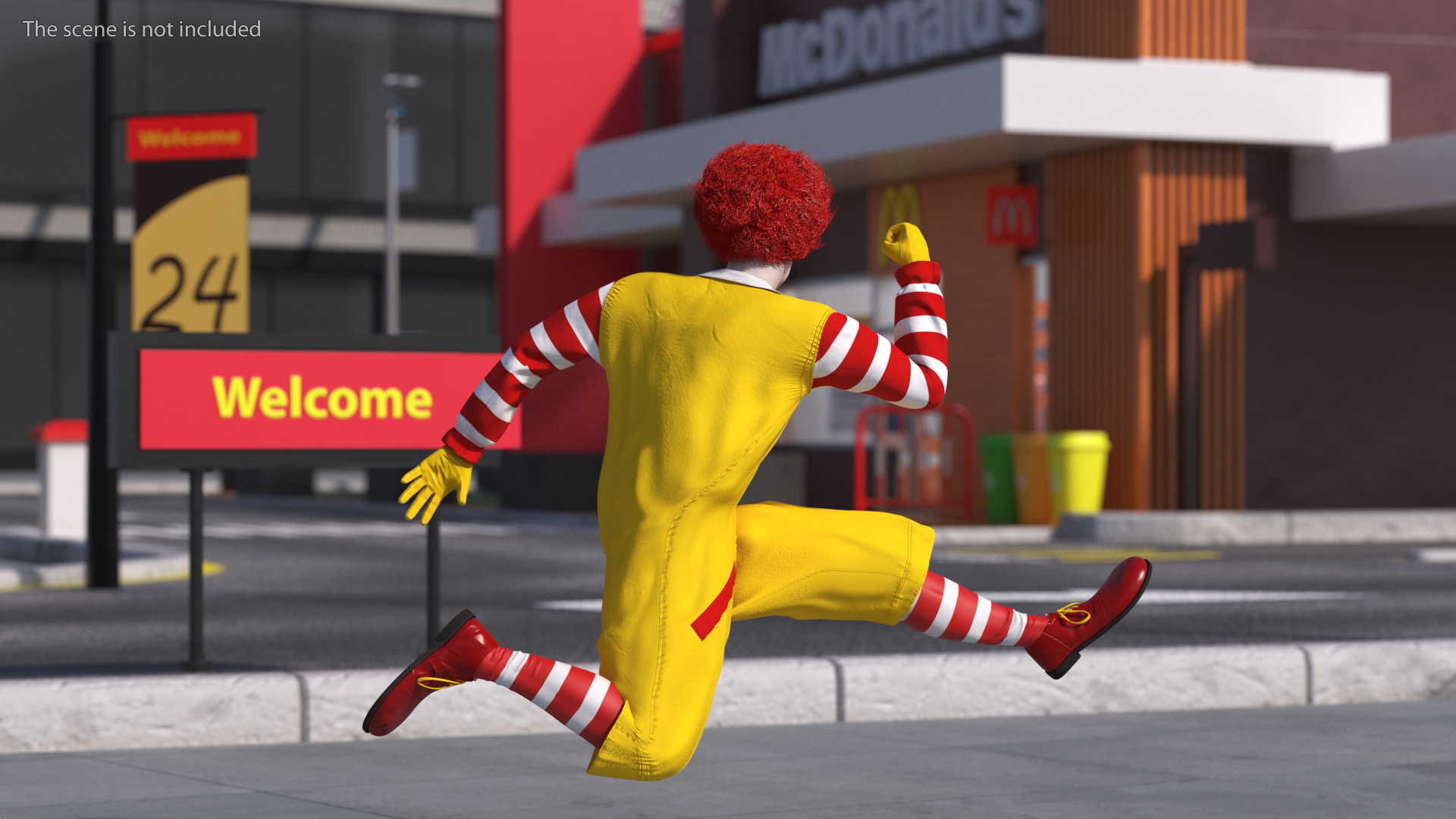 3D Mascot of McDonalds Jumping Pose Fur