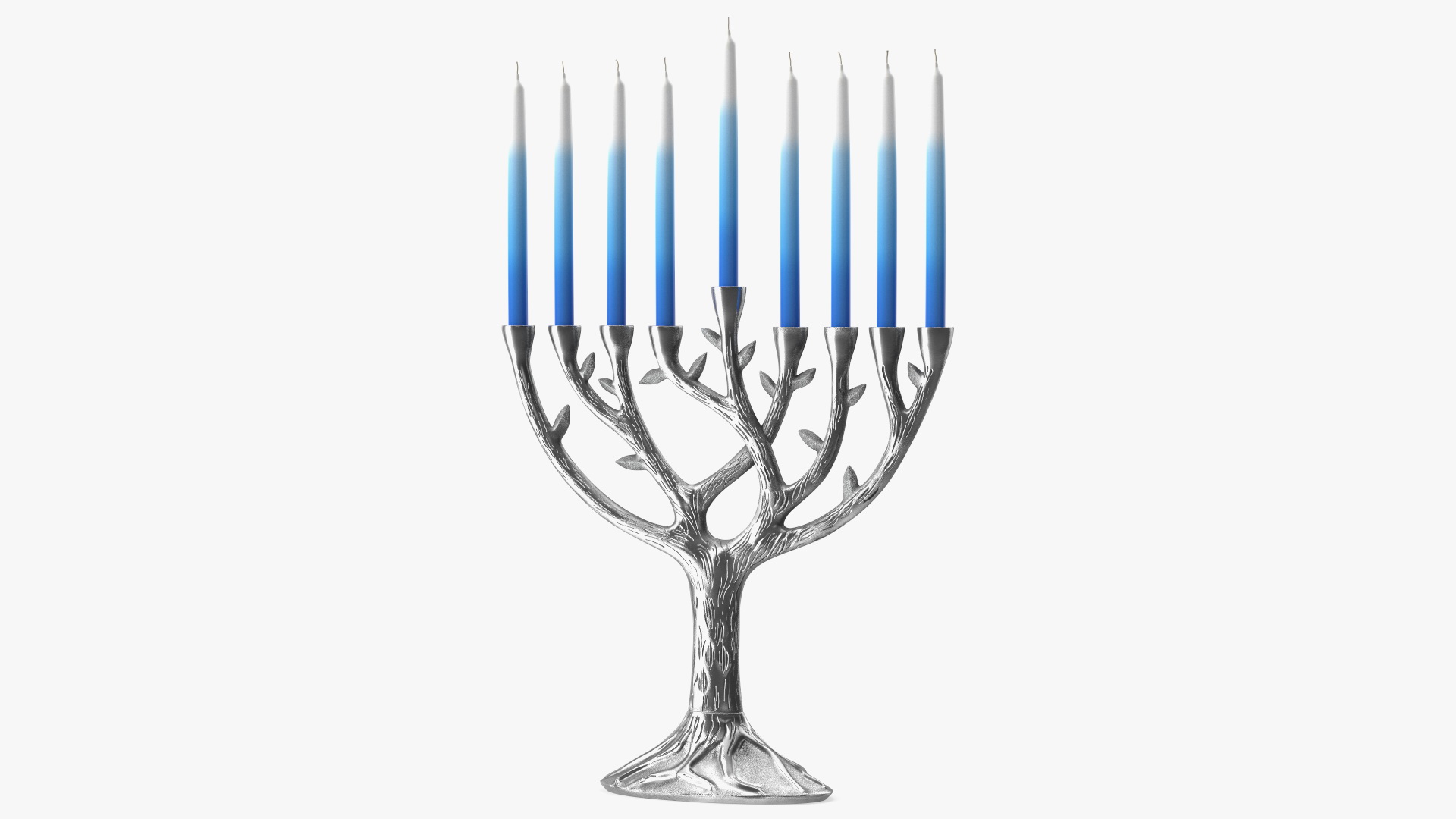 3D Hanukkah Menorah Candelabrum Silver with Candles model