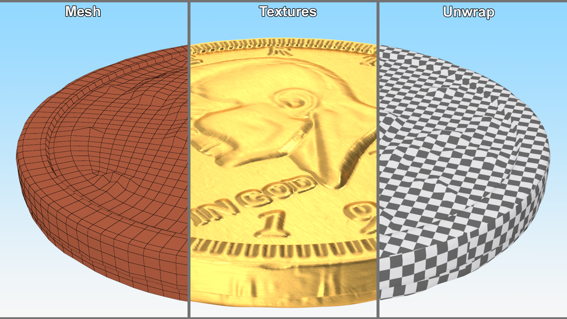 Chocolate Half Dollar Gold Coin Foil Wrapper 3D model