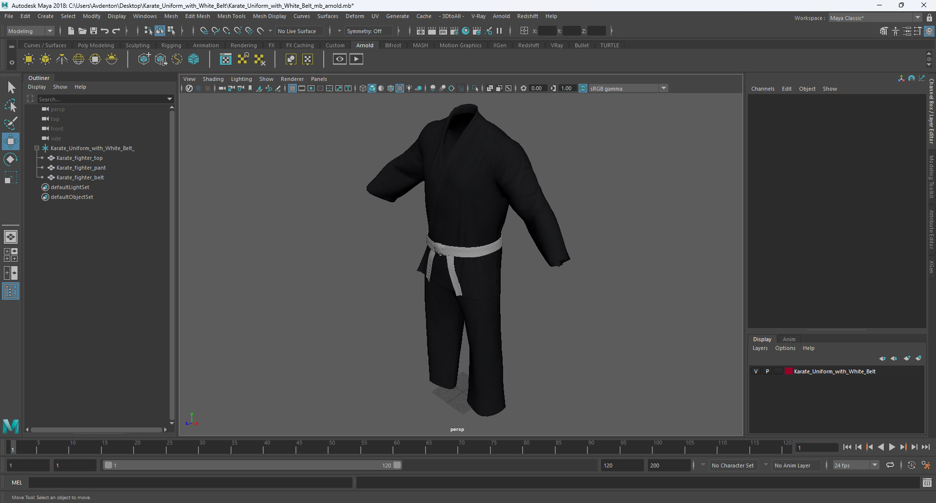 3D model Karate Uniform with White Belt