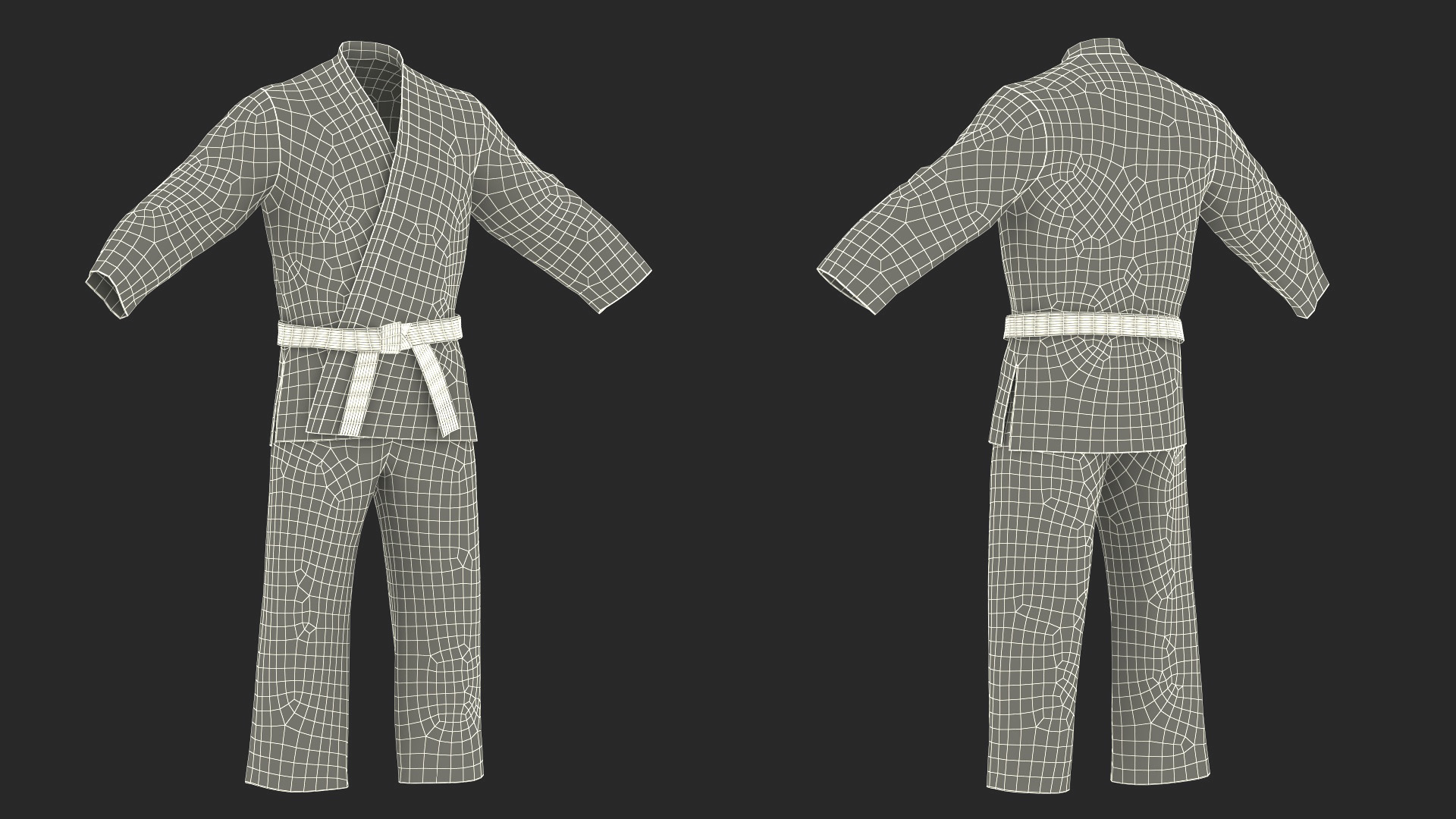 3D model Karate Uniform with White Belt