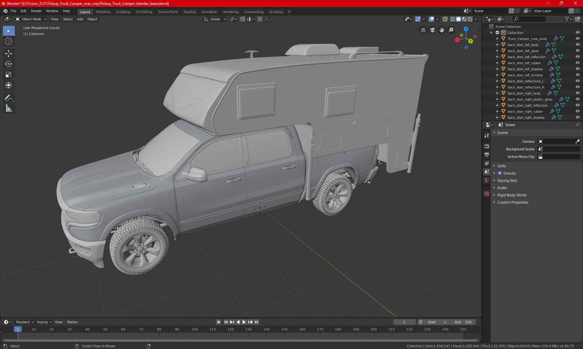 Pickup Truck Camper 3D model
