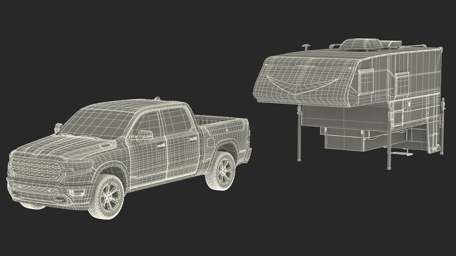 Pickup Truck Camper 3D model