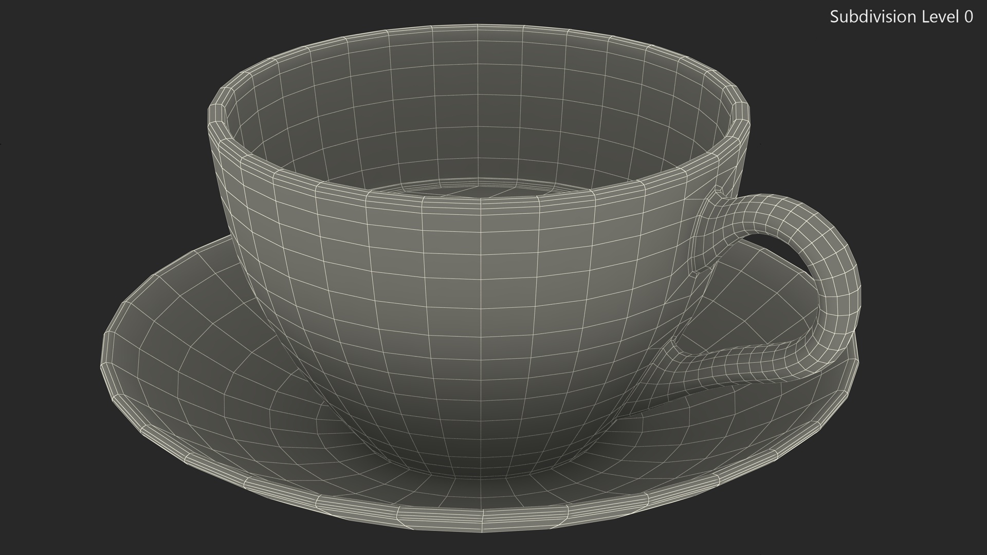Drinking Tea Cup with Plate Half Full 3D
