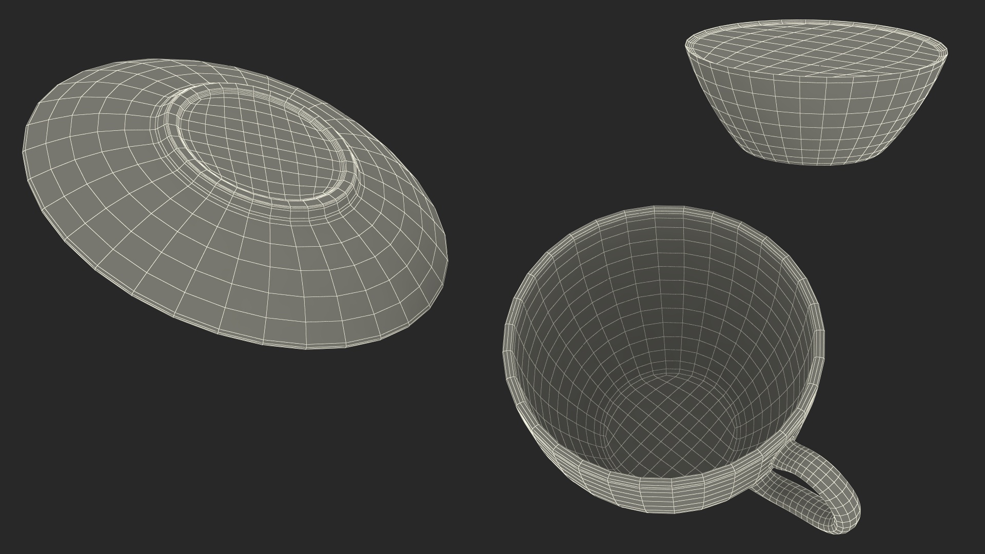 Drinking Tea Cup with Plate Half Full 3D