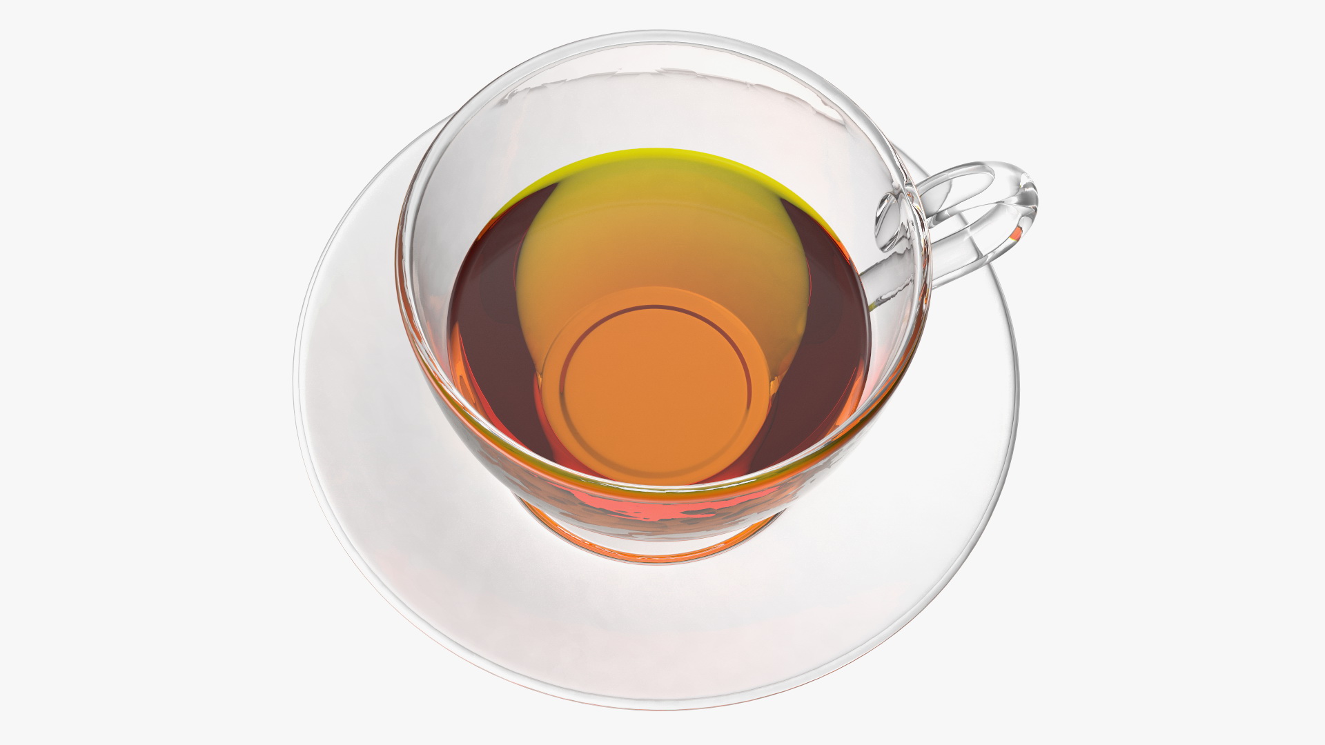 Drinking Tea Cup with Plate Half Full 3D