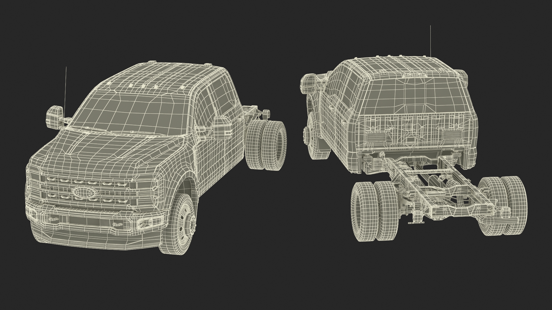 Regular Cab 2023 Ford Super Duty F-550 Bare Chassis White 3D