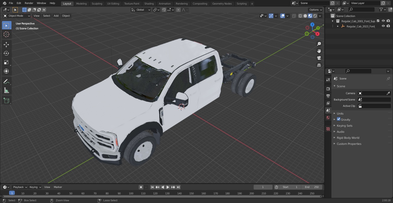 Regular Cab 2023 Ford Super Duty F-550 Bare Chassis White 3D
