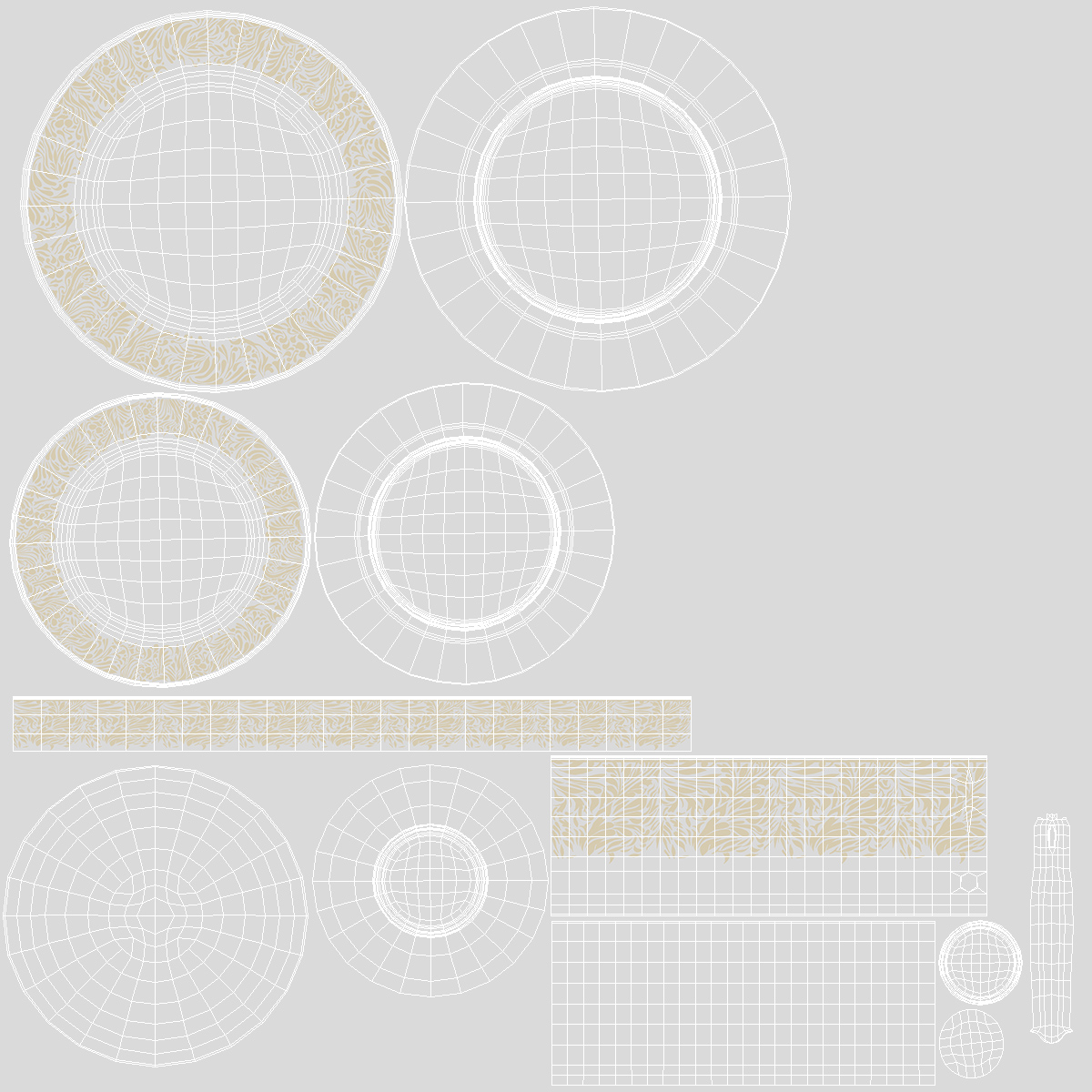 White and Gold Dinnerware Set 3D model