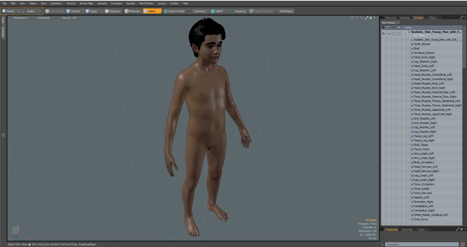 Realistic Skin Young Man with Full Body Anatomy 3D