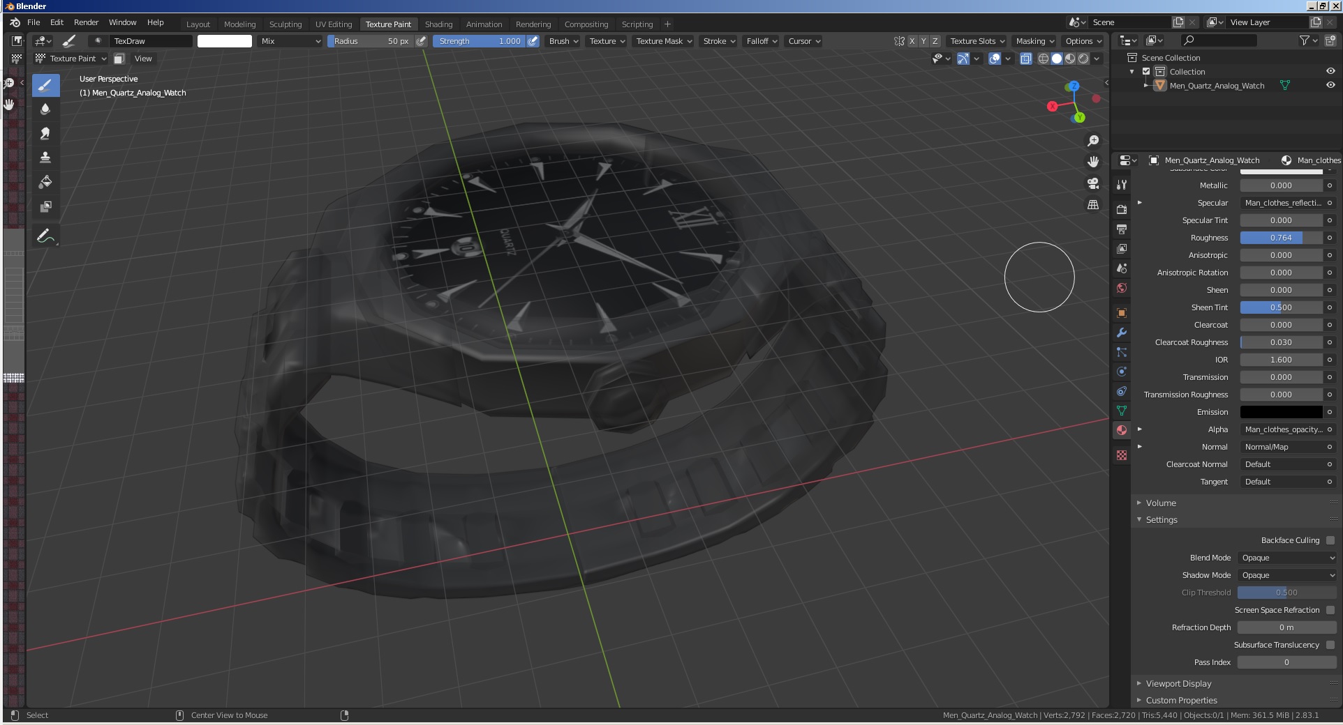 3D Men Quartz Analog Watch model