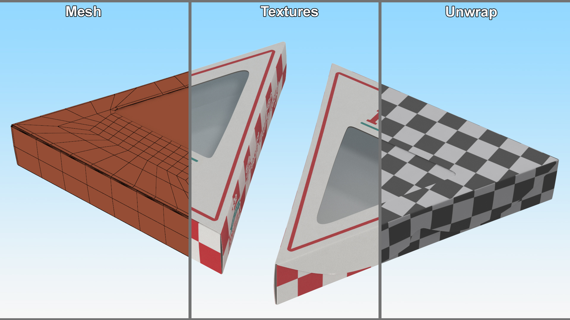 3D Triangle Pizza Packaging Box with Clear Window