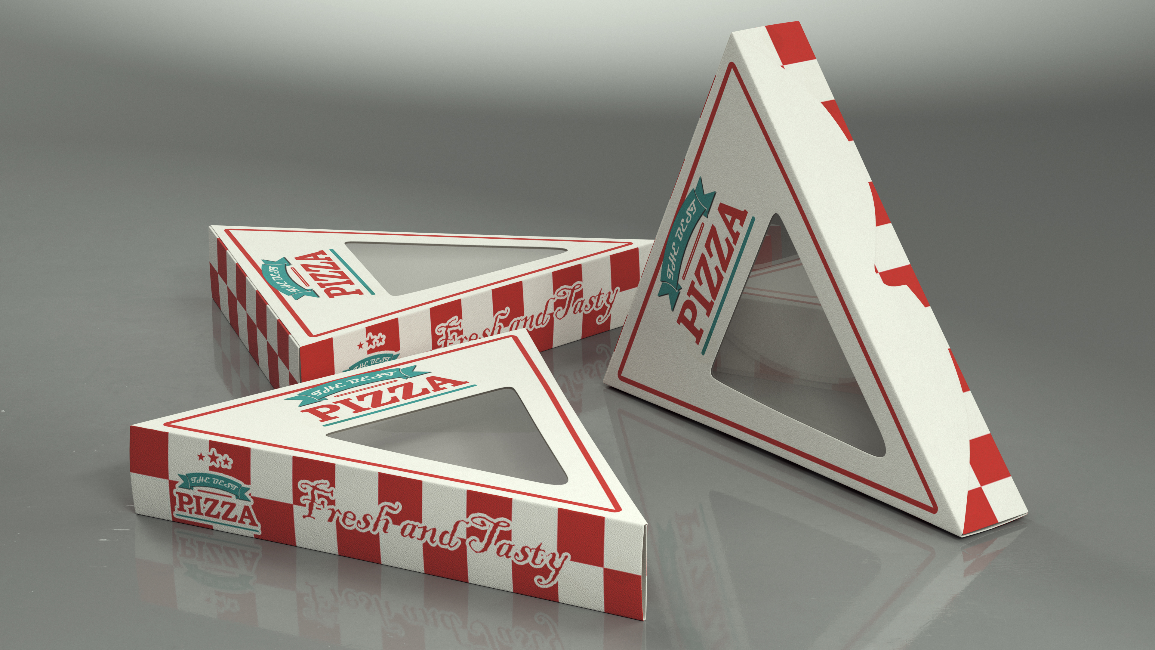 3D Triangle Pizza Packaging Box with Clear Window