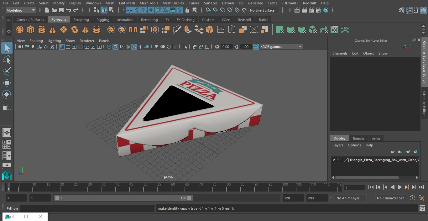 3D Triangle Pizza Packaging Box with Clear Window