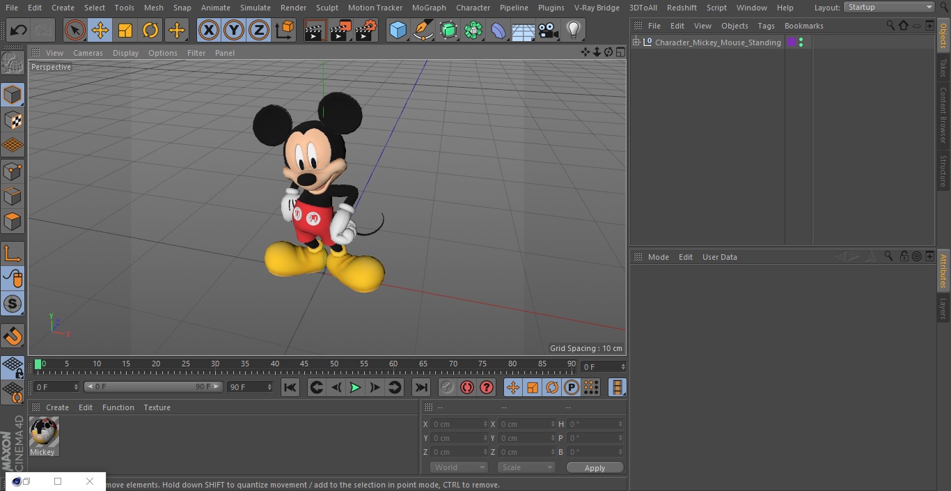 3D Character Mickey Mouse Standing