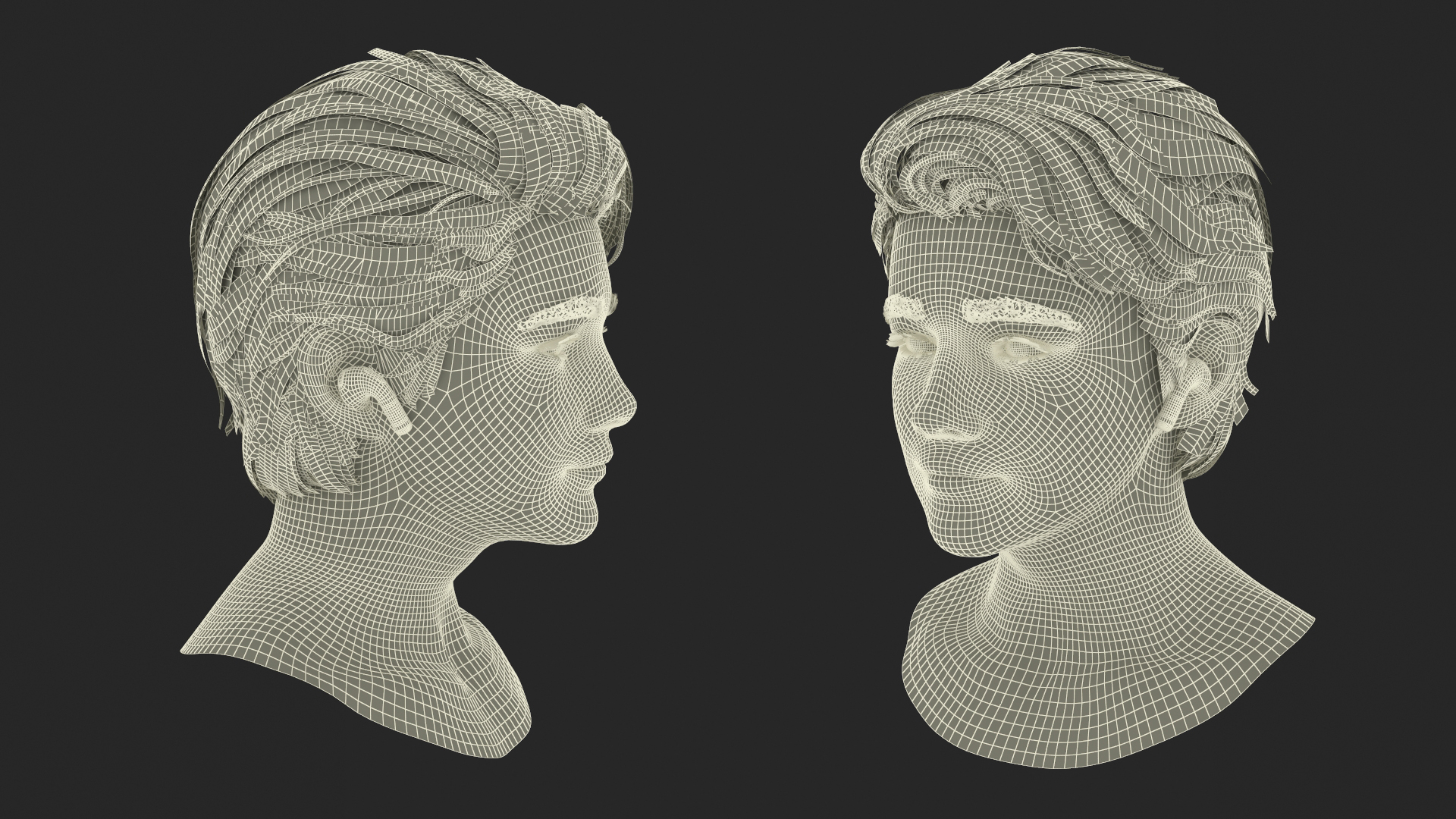 3D model Young Boy Head with Apple AirPods 4 Wireless Headphones