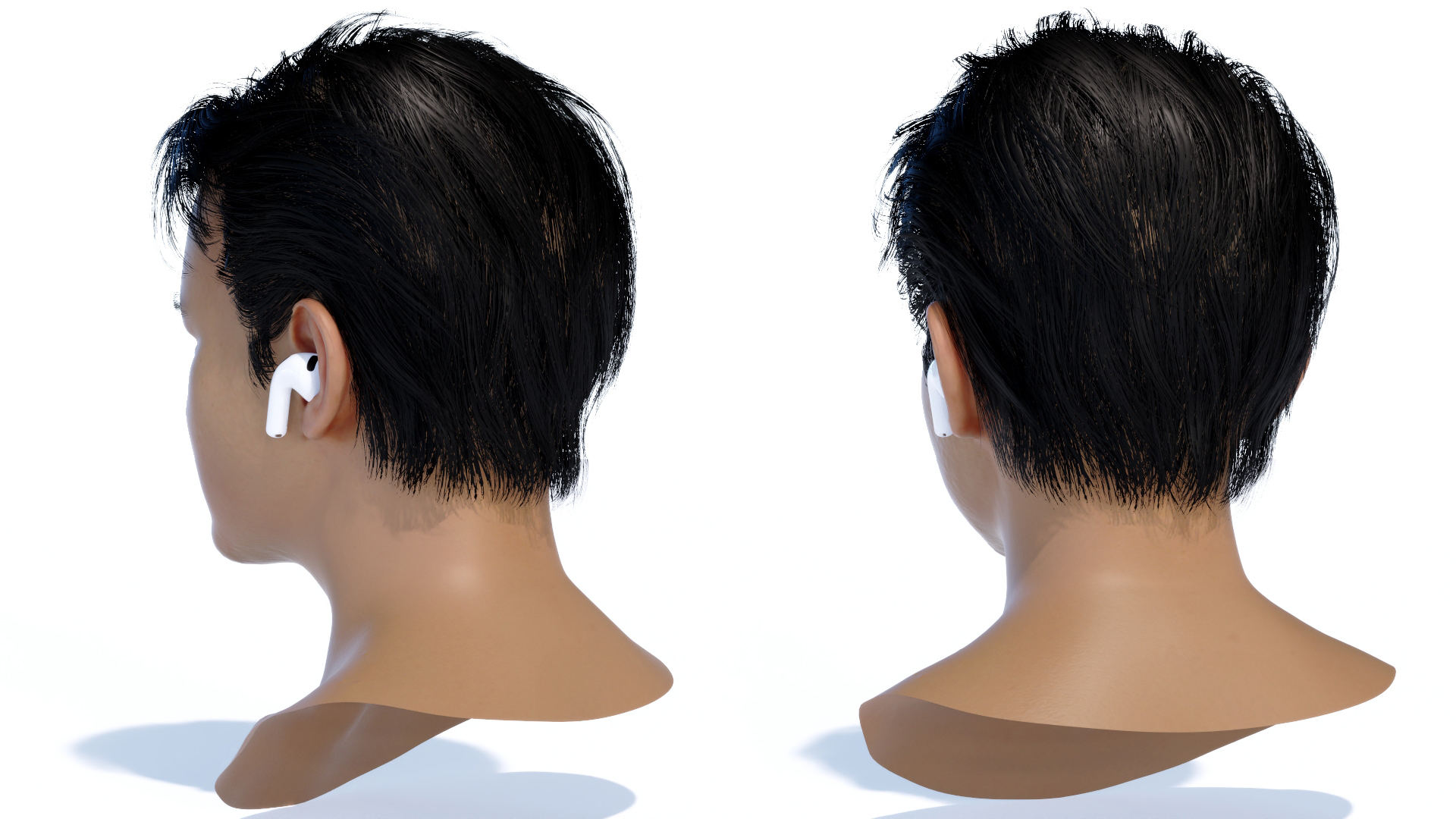3D model Young Boy Head with Apple AirPods 4 Wireless Headphones