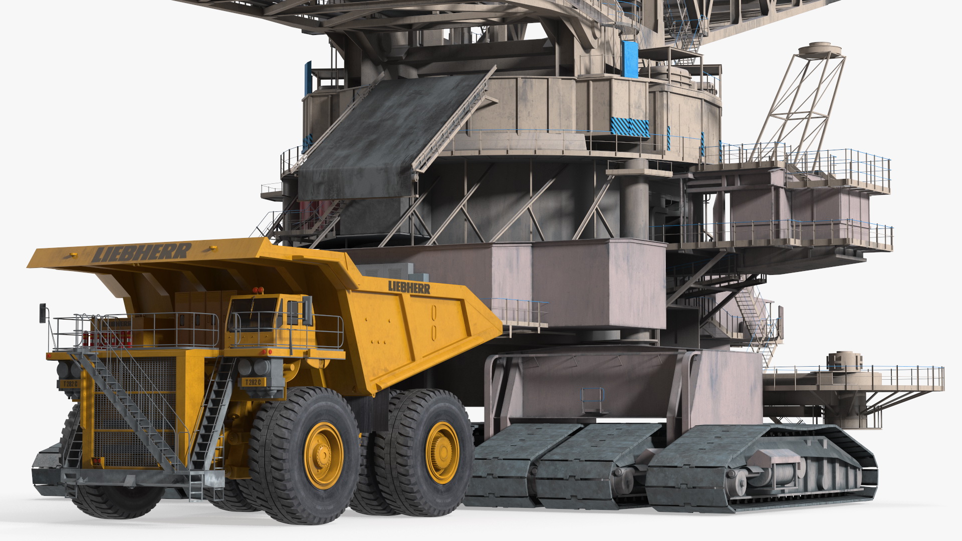 3D Mining Multi Bucket Wheel Excavator with Heavy Duty Dump Truck Liebherr