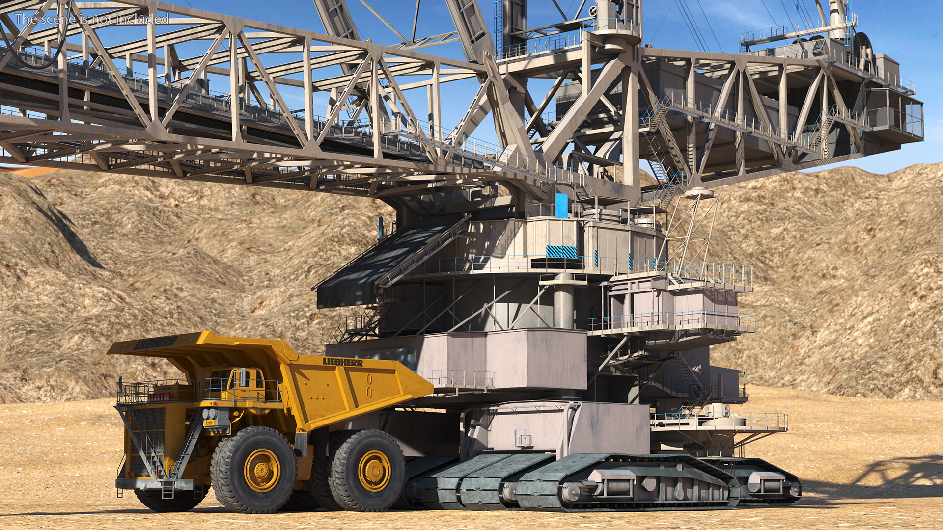 3D Mining Multi Bucket Wheel Excavator with Heavy Duty Dump Truck Liebherr