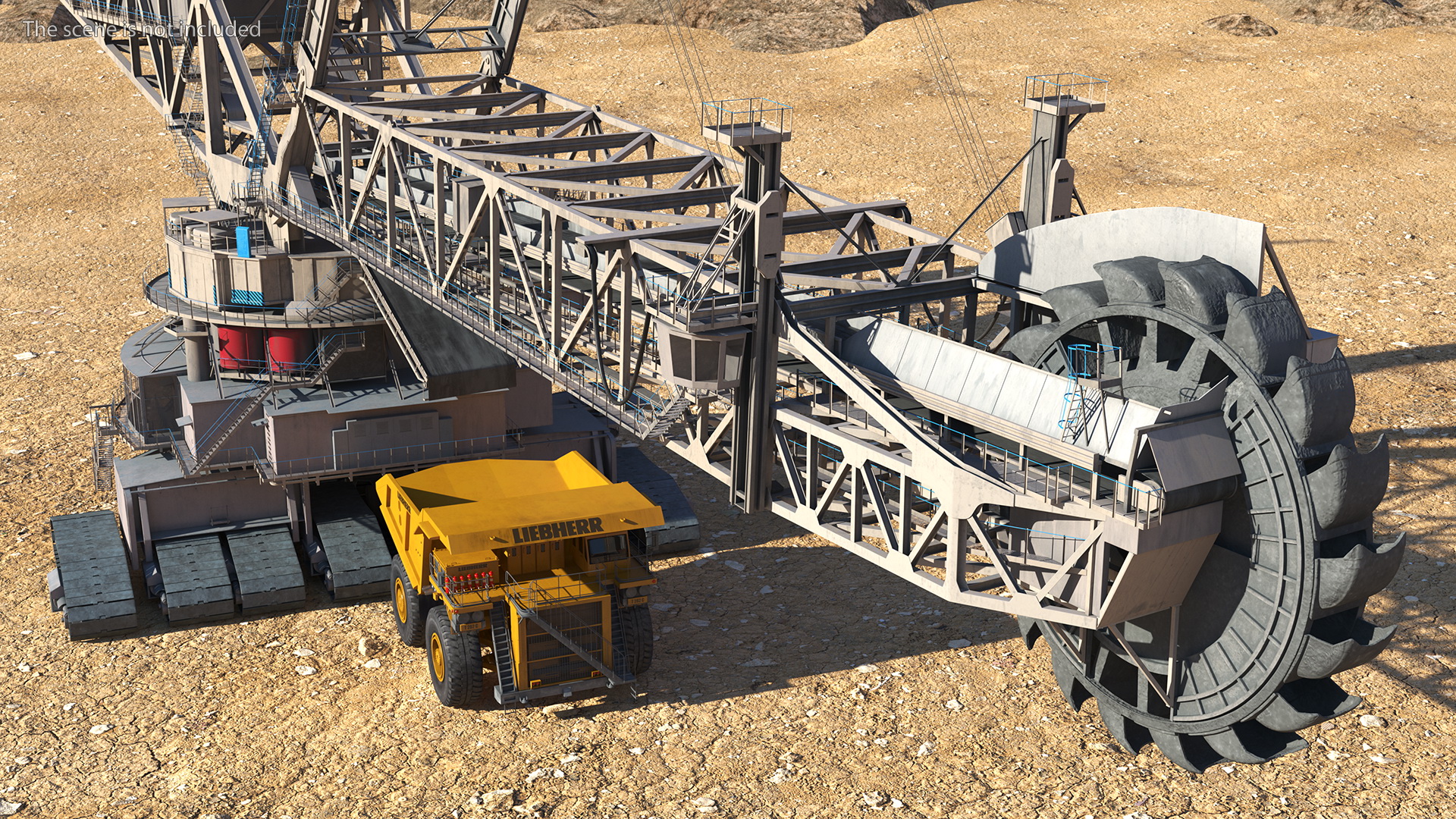 3D Mining Multi Bucket Wheel Excavator with Heavy Duty Dump Truck Liebherr