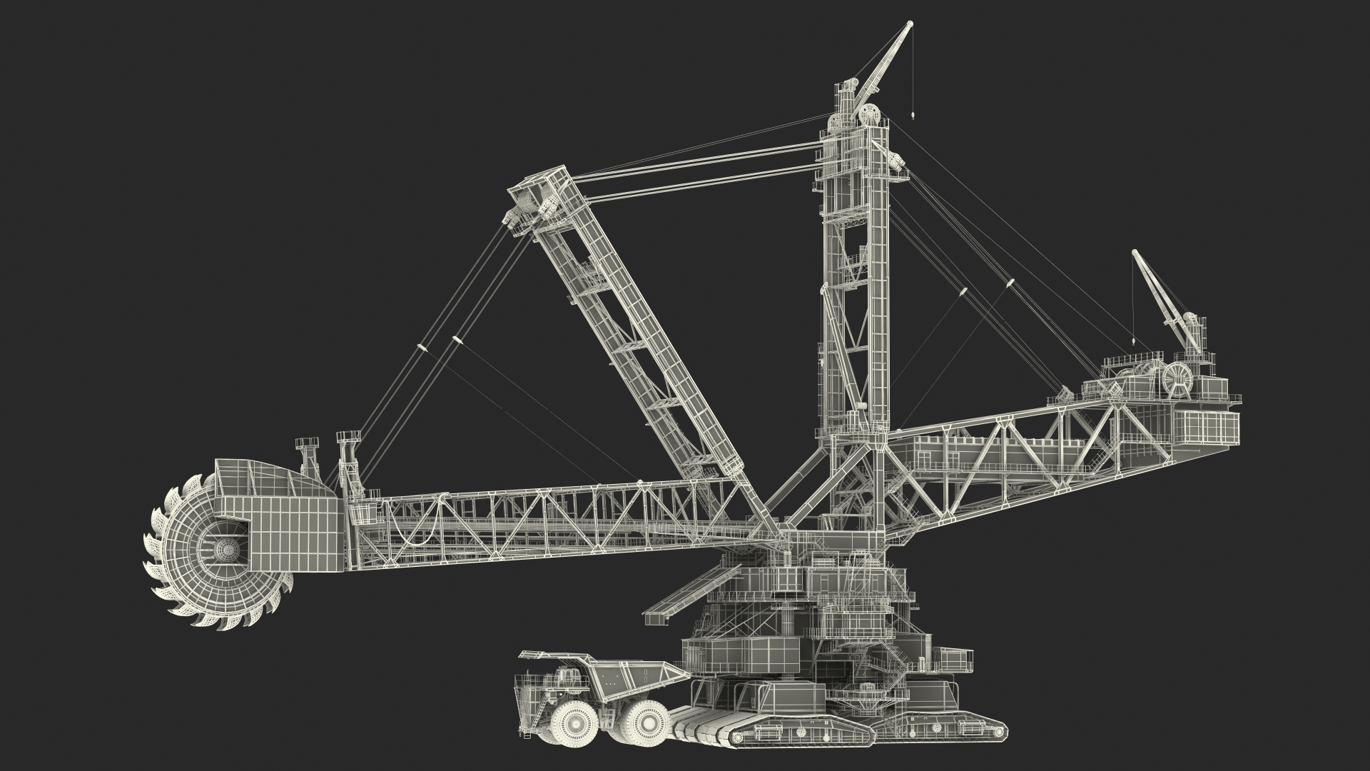 3D Mining Multi Bucket Wheel Excavator with Heavy Duty Dump Truck Liebherr