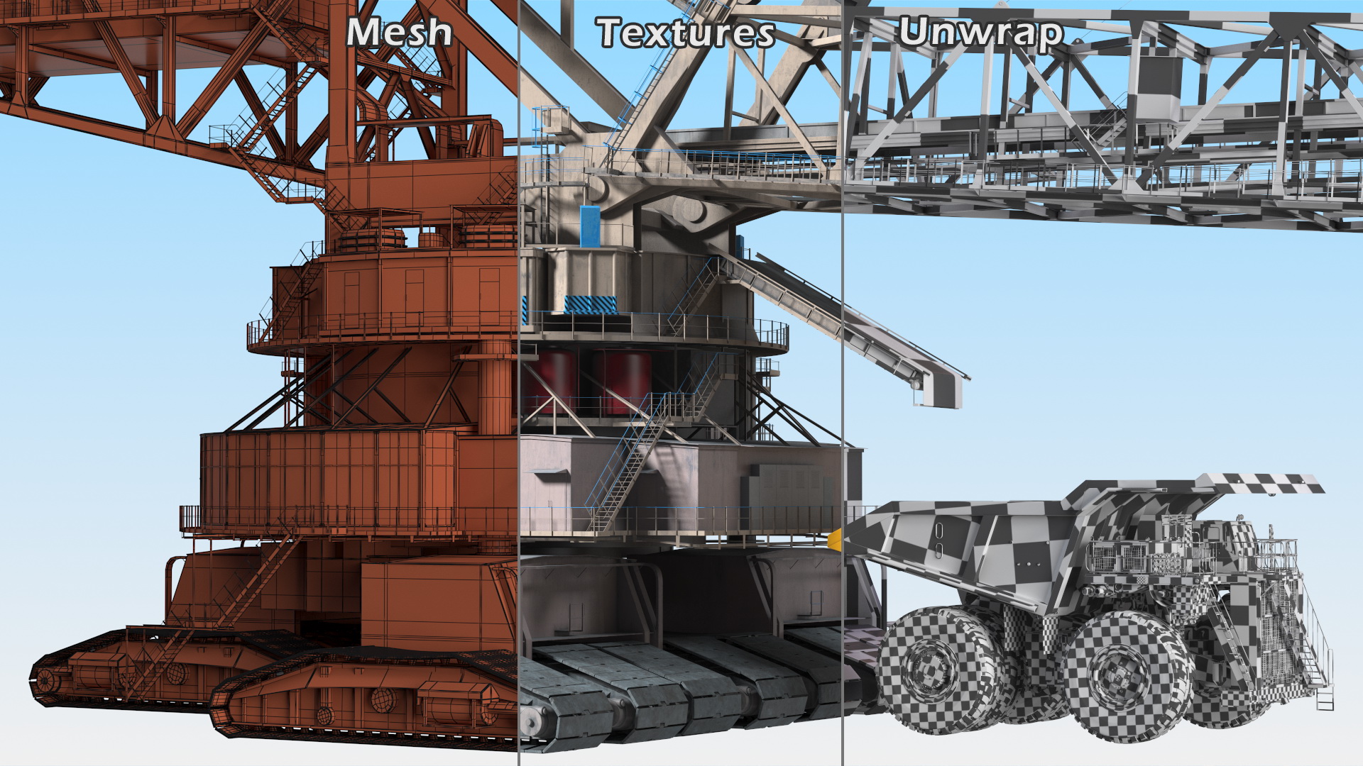 3D Mining Multi Bucket Wheel Excavator with Heavy Duty Dump Truck Liebherr