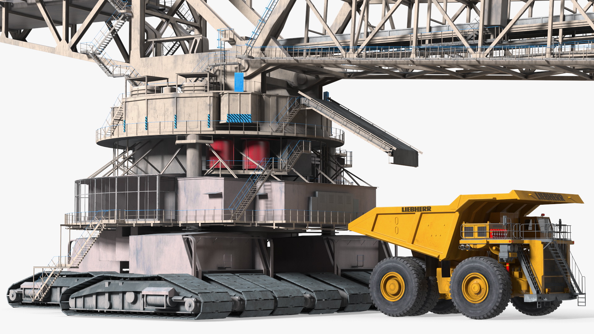 3D Mining Multi Bucket Wheel Excavator with Heavy Duty Dump Truck Liebherr