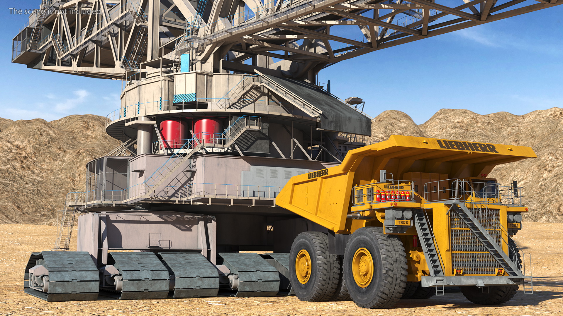 3D Mining Multi Bucket Wheel Excavator with Heavy Duty Dump Truck Liebherr