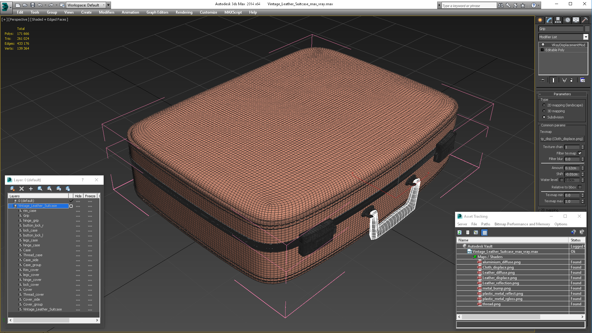 Vintage Leather Suitcase 3D model