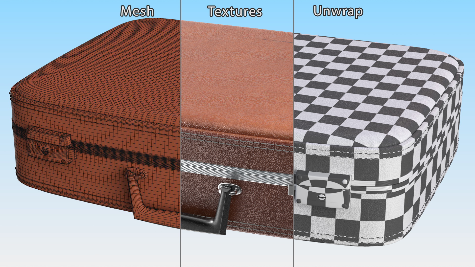 Vintage Leather Suitcase 3D model