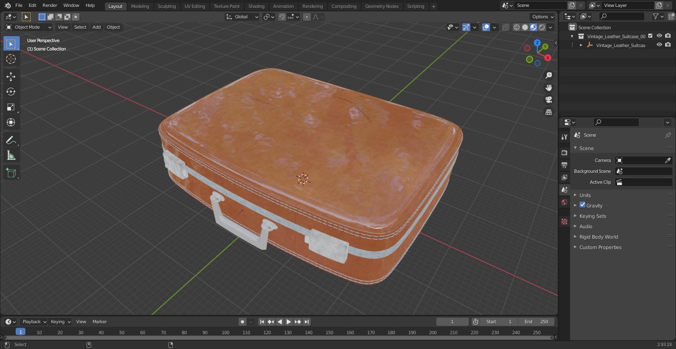 Vintage Leather Suitcase 3D model