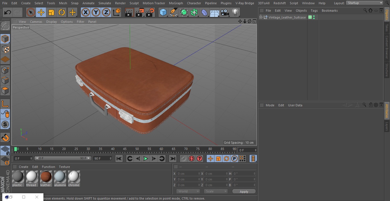 Vintage Leather Suitcase 3D model