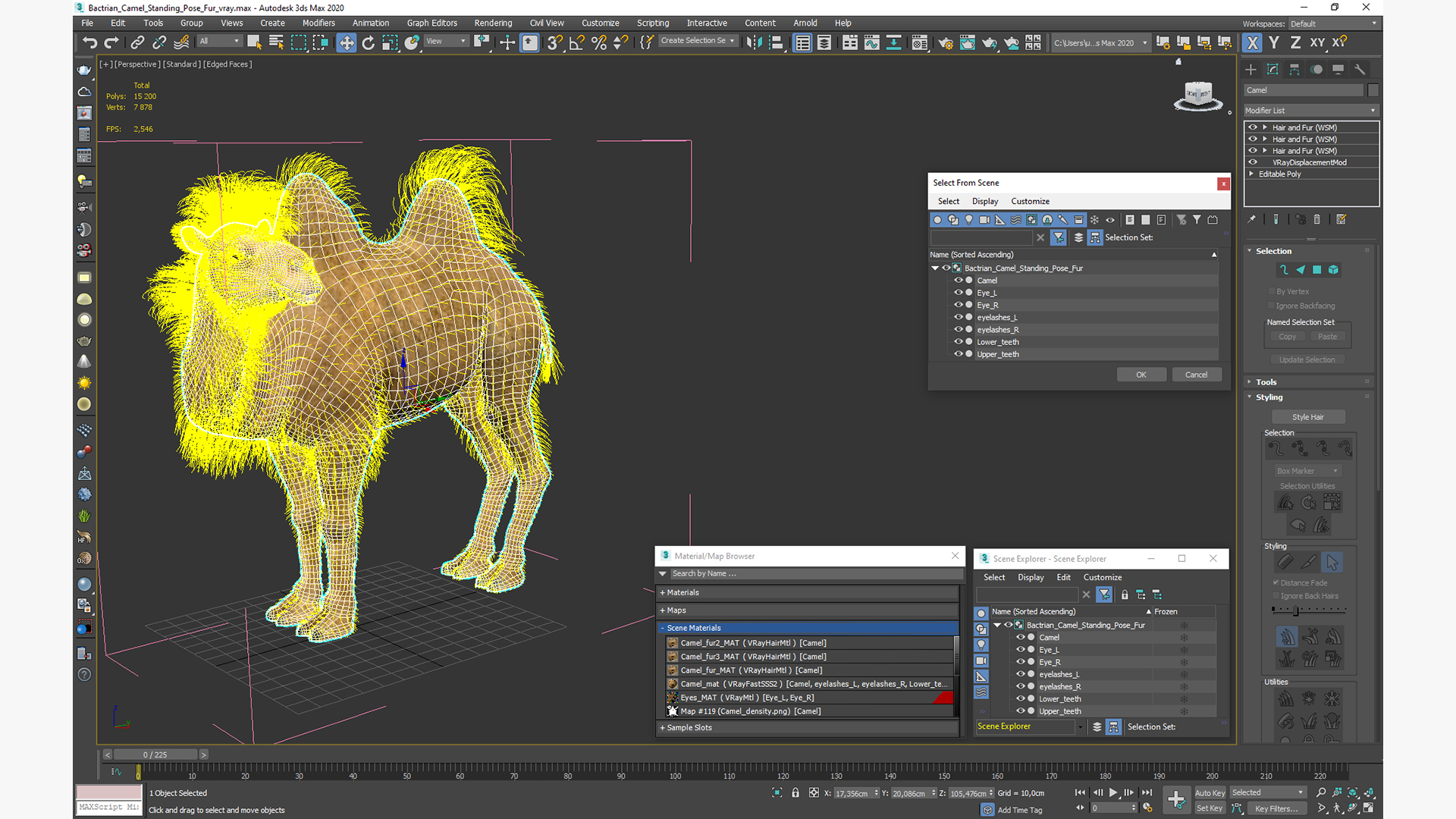 Bactrian Camel Standing Pose Fur 3D