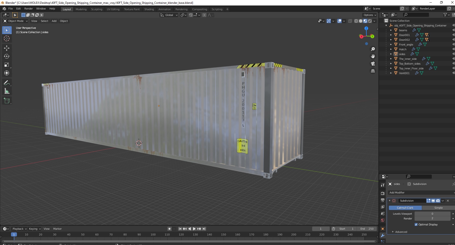 3D 40FT Side Opening Shipping Container