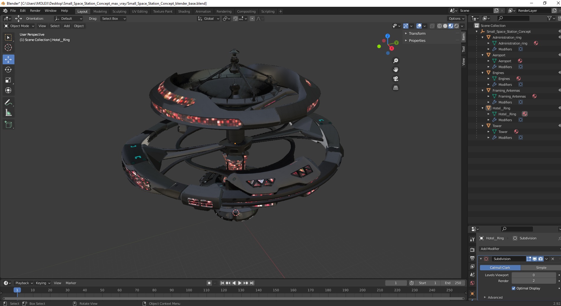Small Space Station Concept 3D