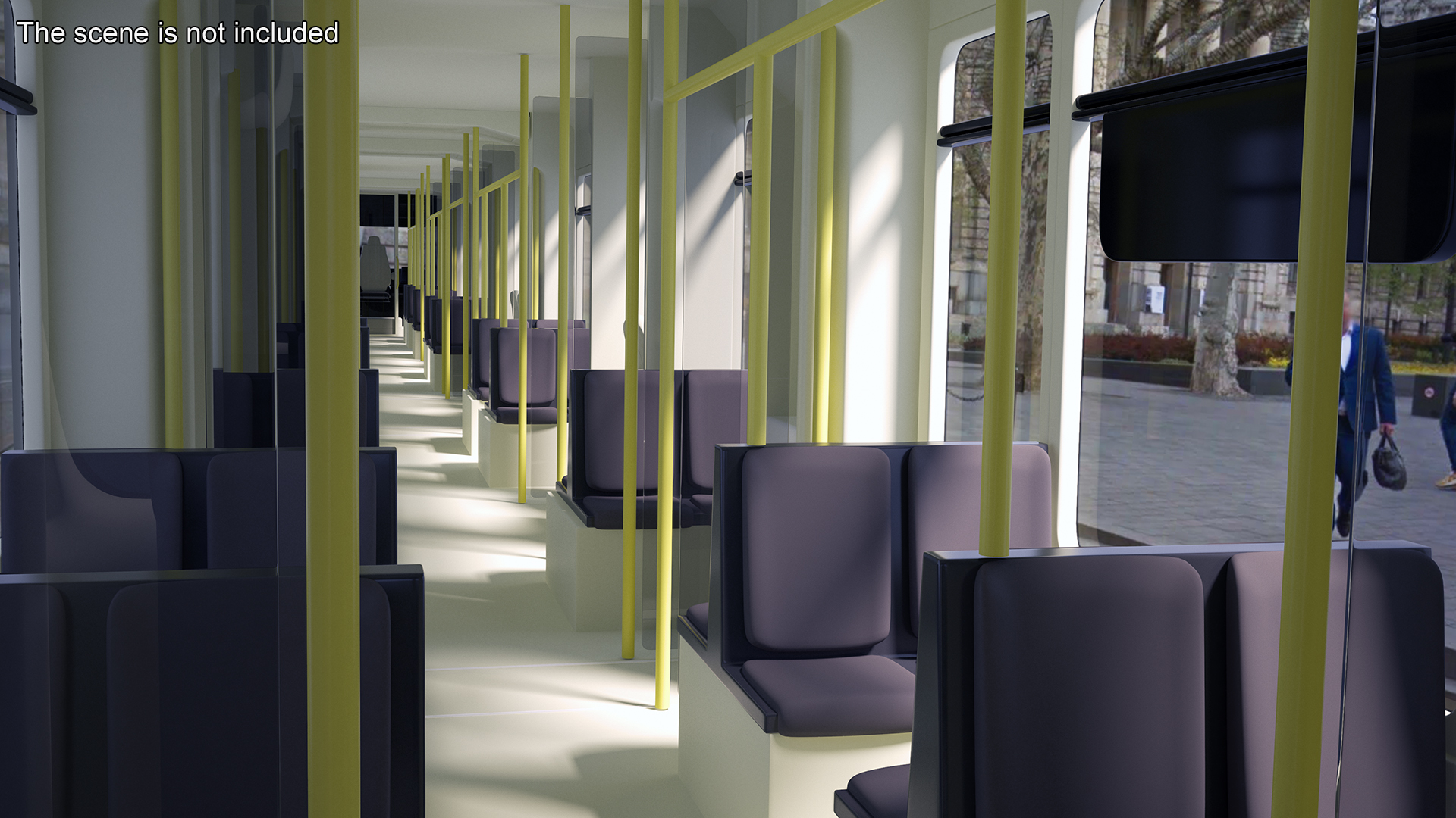 City Tram Yellow Simple Interior 3D