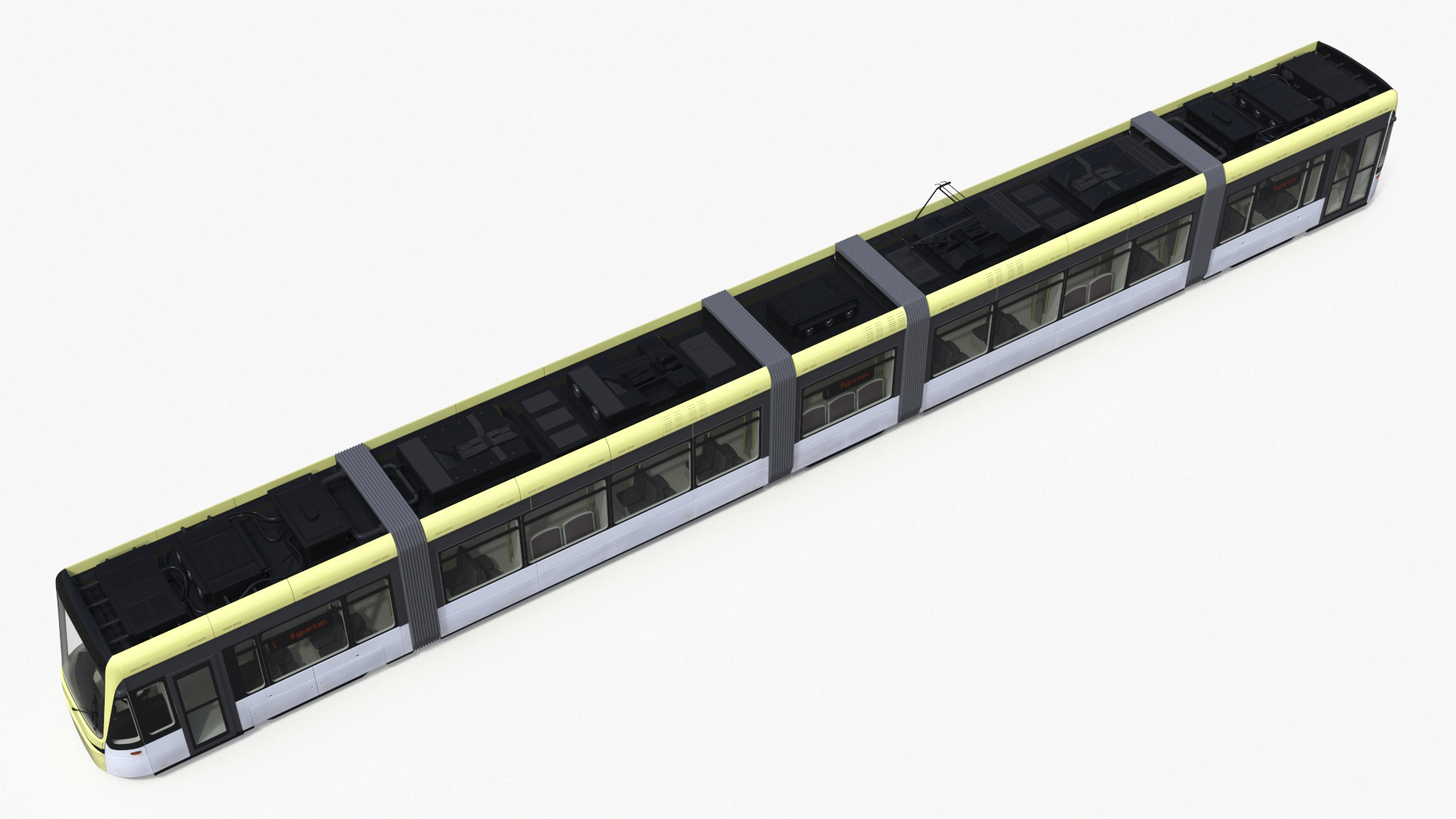 City Tram Yellow Simple Interior 3D