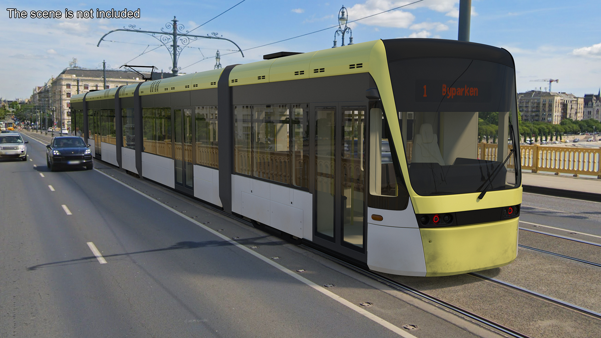 City Tram Yellow Simple Interior 3D