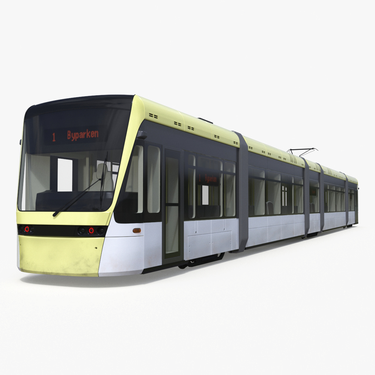 City Tram Yellow Simple Interior 3D
