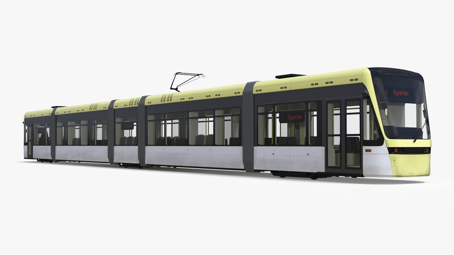 City Tram Yellow Simple Interior 3D