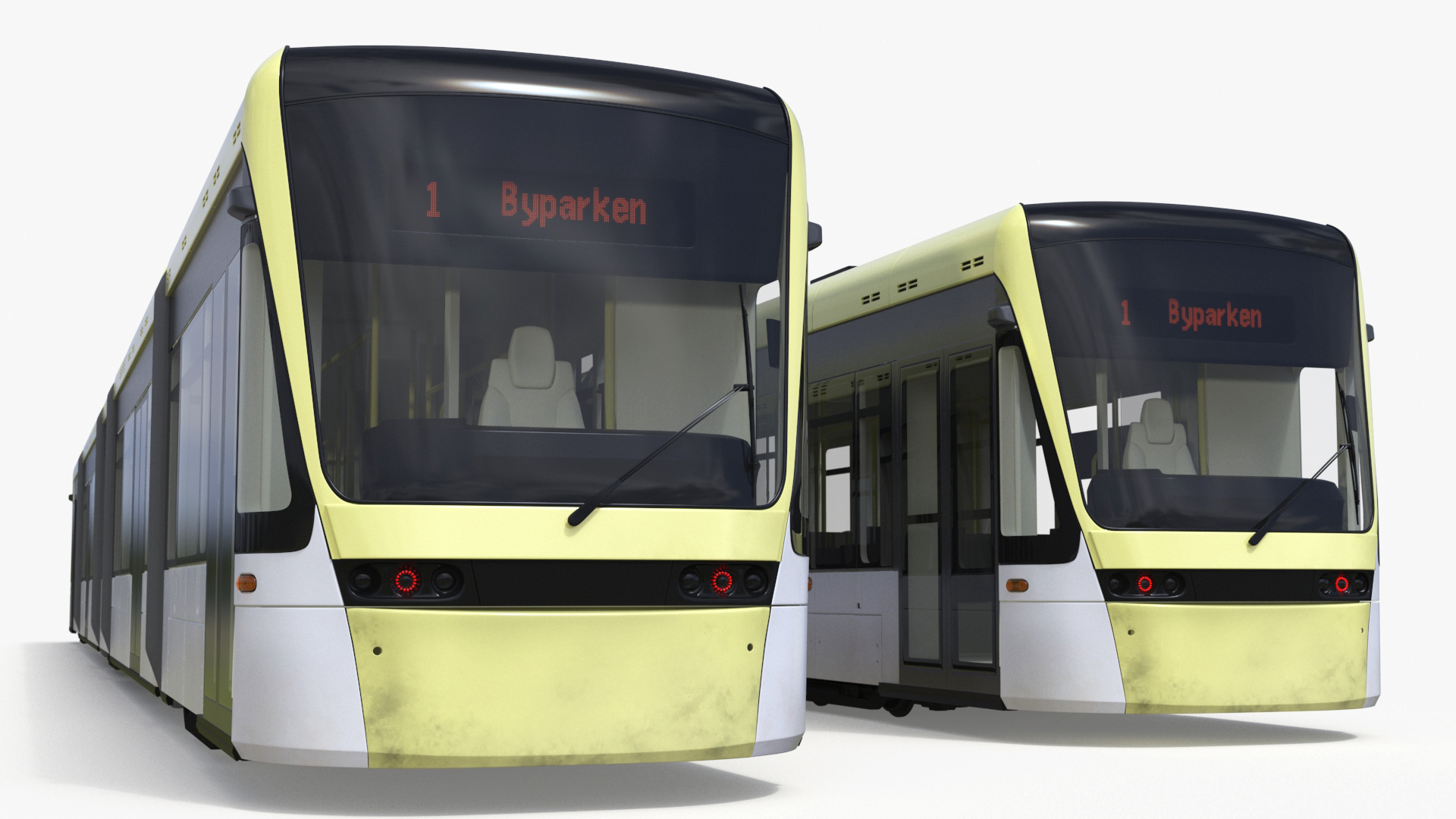 City Tram Yellow Simple Interior 3D
