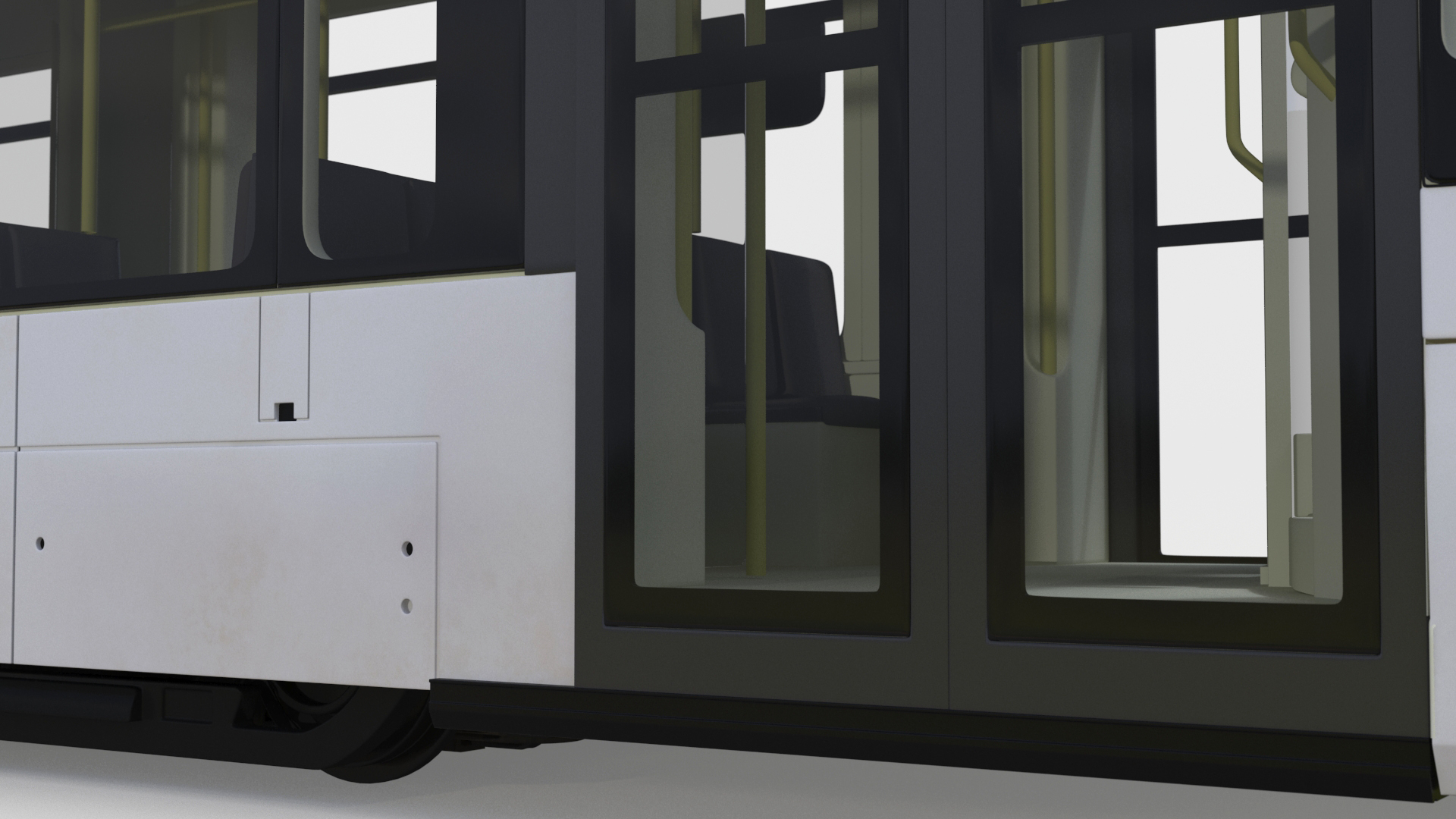 City Tram Yellow Simple Interior 3D