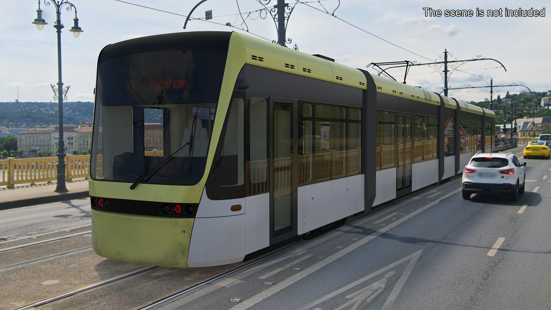 City Tram Yellow Simple Interior 3D