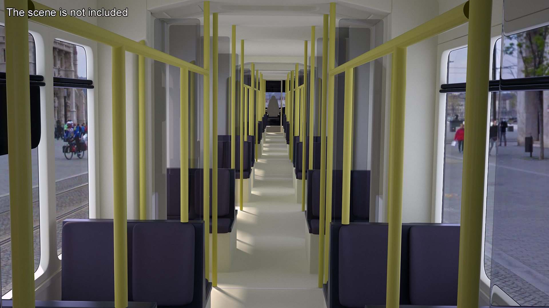 City Tram Yellow Simple Interior 3D