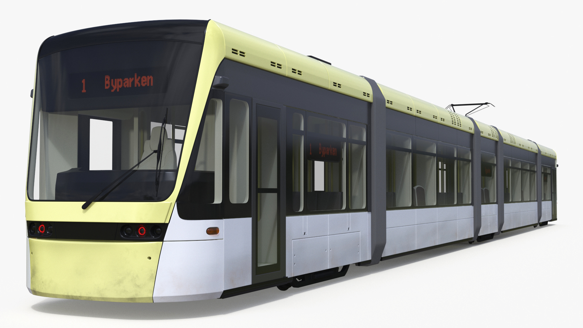 City Tram Yellow Simple Interior 3D