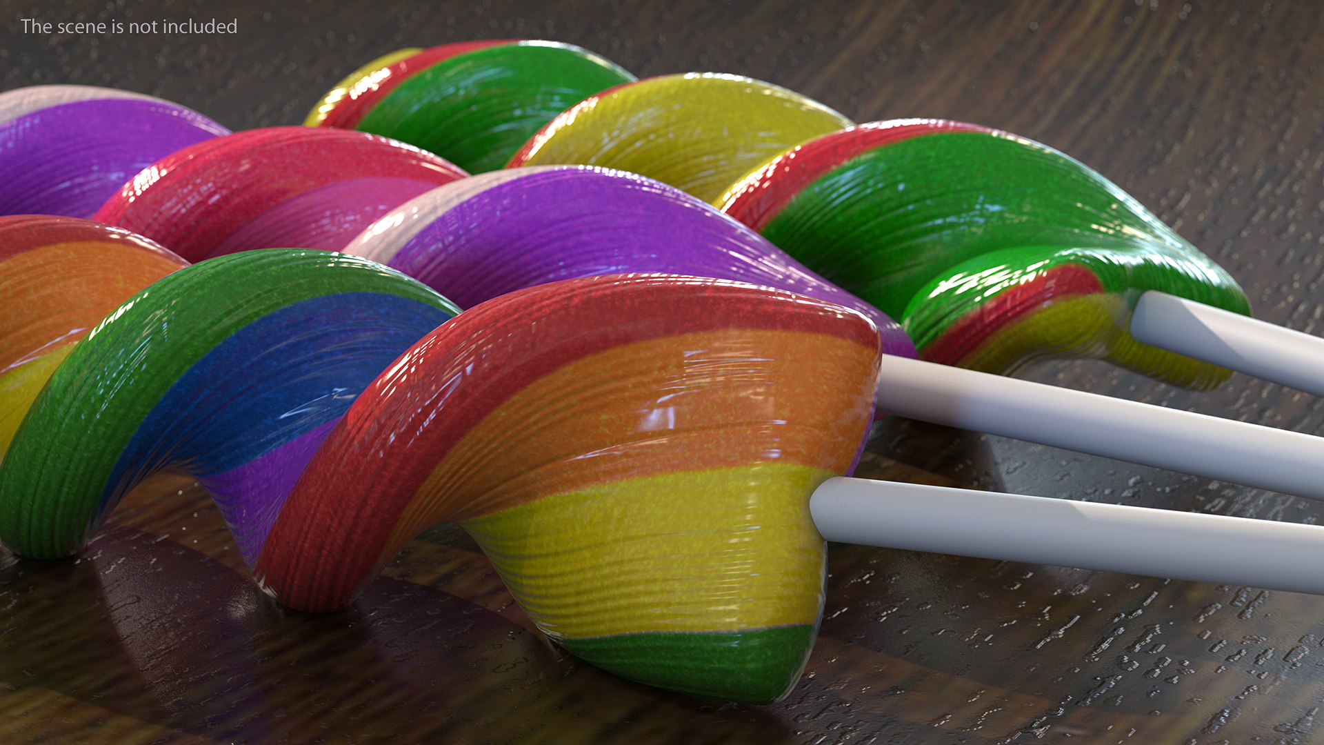 3D Colorful Twist Lollipop Stick Set model