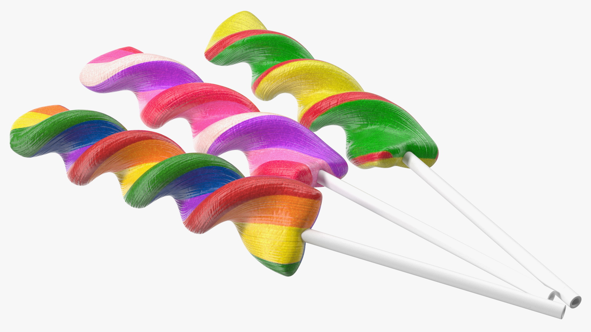 3D Colorful Twist Lollipop Stick Set model