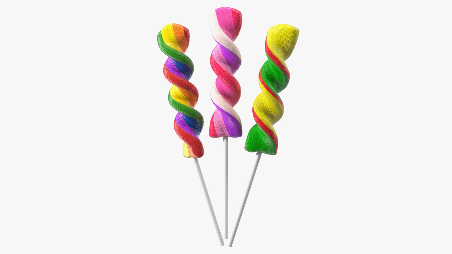 3D Colorful Twist Lollipop Stick Set model