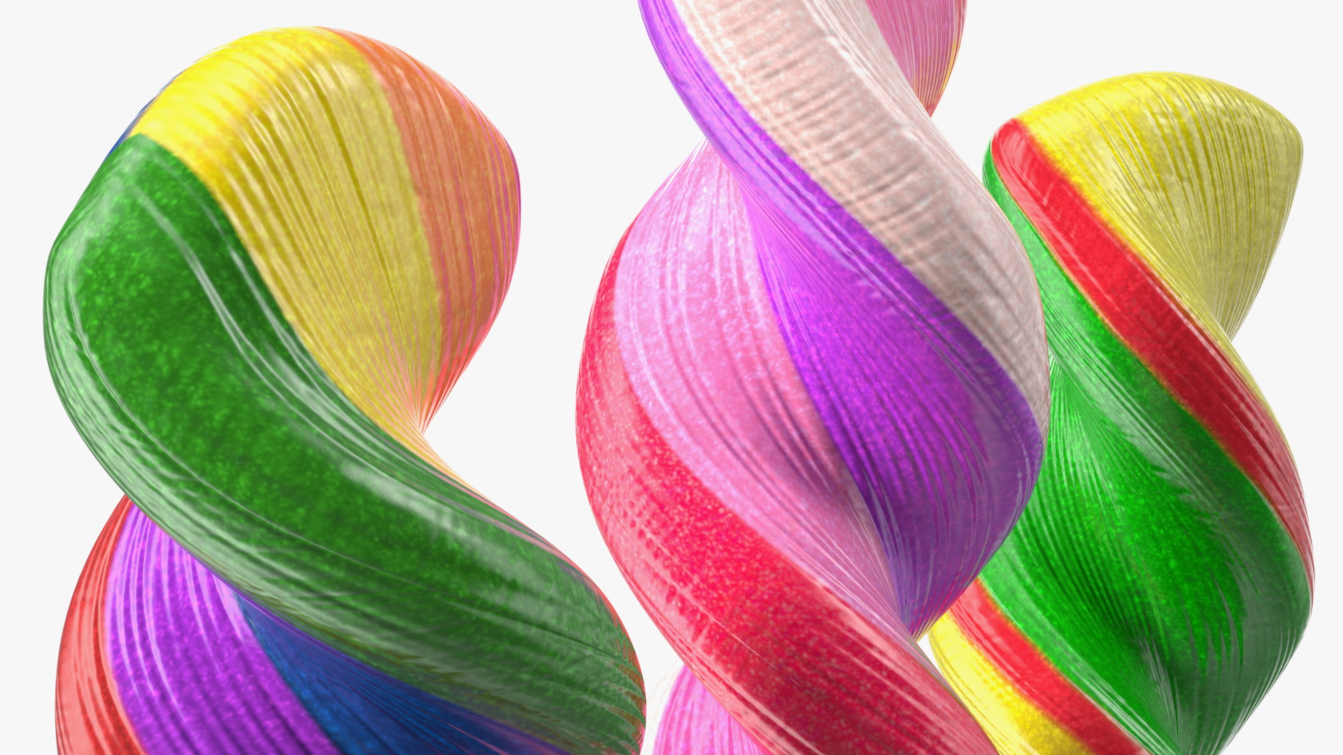 3D Colorful Twist Lollipop Stick Set model
