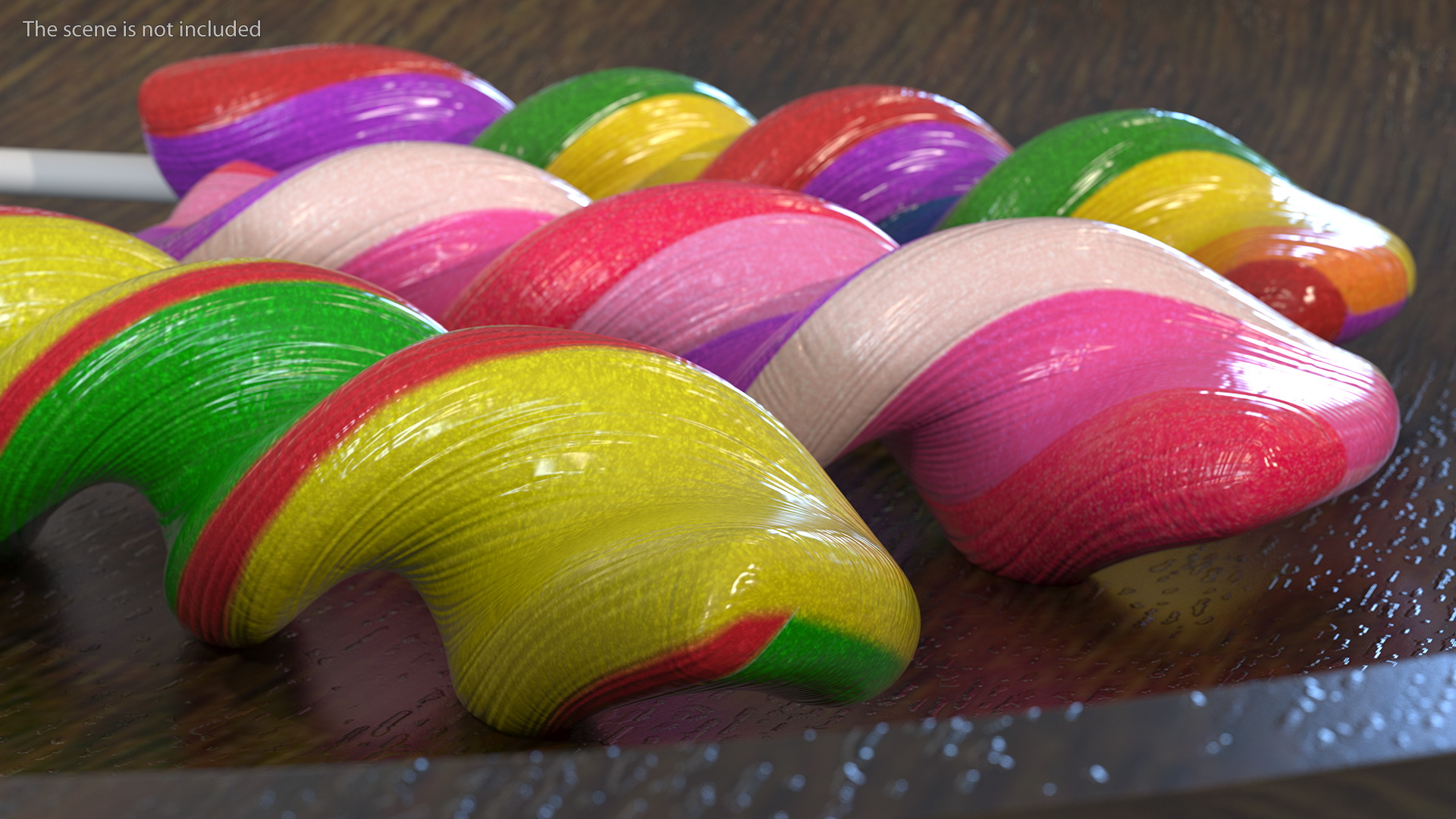 3D Colorful Twist Lollipop Stick Set model